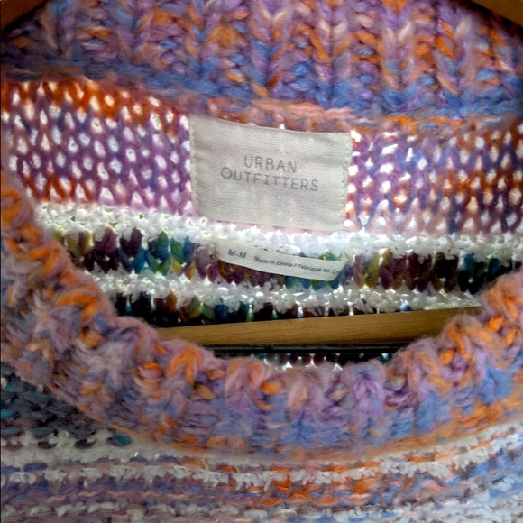 UO Rainbow Space-Dye Stripe Knit Wool Blend Balloon Puff Sleeve Pullover Sweater - Picture 13 of 15